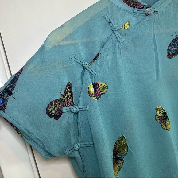 New Options by Kate Geddes 90s Vintage Butterfly Sequin Blouse. Size: Large. - Picture 2 of 6